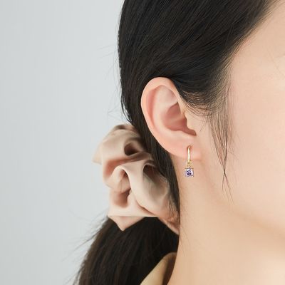 0.67in 2.2g Gümüş Takı Setleri Platin Kaplama CZ Gümüş İğneli Küpeler