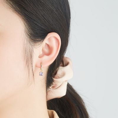 0.67in 2.2g Gümüş Takı Setleri Platin Kaplama CZ Gümüş İğneli Küpeler