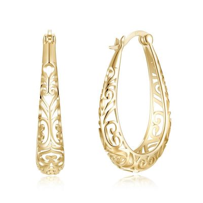 3x2.1cm Gümüş Alaşım Metal Küpe Açık Altın Cilalı Som Platin Kaplama