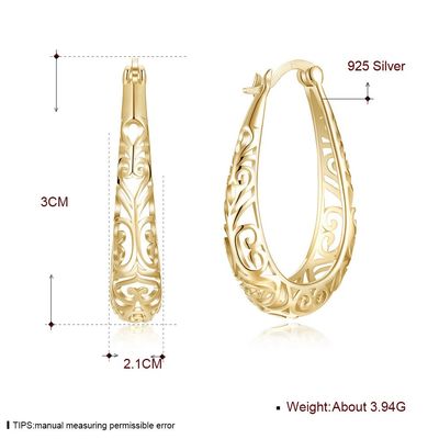 3x2.1cm Gümüş Alaşım Metal Küpe Açık Altın Cilalı Som Platin Kaplama