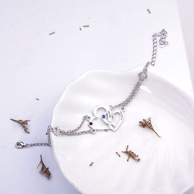 0.29x0.23cm 0.04lb Özel Gümüş Bileklikler Unisex S925 Çift Kalp Bileklik
