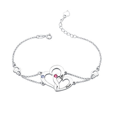 0.29x0.23cm 0.04lb Özel Gümüş Bileklikler Unisex S925 Çift Kalp Bileklik