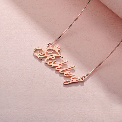 0.07oz 1.8ft Özel Gümüş Kolyeler OEM unisex Gül Altın Taç Kolye