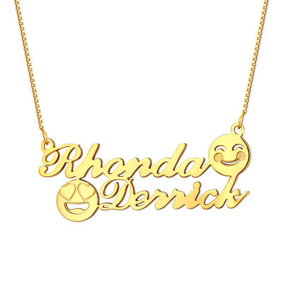 1.8ft 0.07oz Emoji Altın Kolye S925 Anıt İlk Adı Kolye