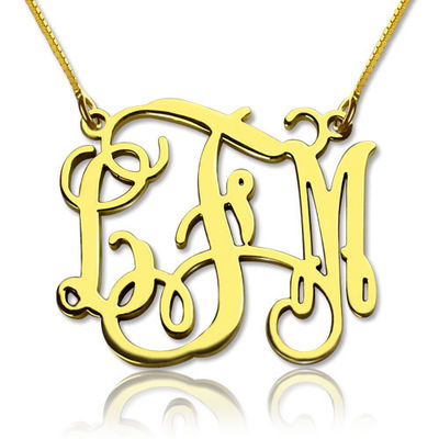 1.8ft 0.07oz Kişiselleştirilmiş Monogram Kolye Altın Kaplama Üç Harfli Kolye SGS