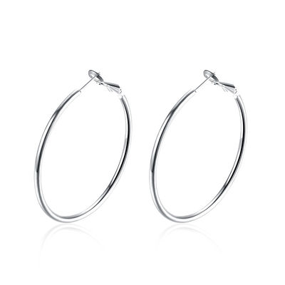 40mm Altın Kaplama Özel Halka Küpeler Yuvarlak 8.2g Gül Altın OEM Nişan