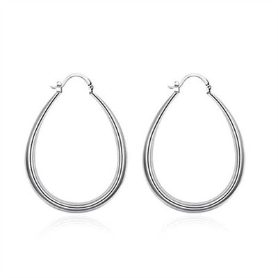 Platin Kaplama Pürüzsüz Daire 14k Altın Çemberler 30×21mm Kadınlar İçin Lady