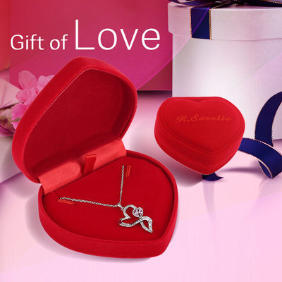 Mor Austrian crystal Kristal İşlemeli Gümüş Kalp Kolye