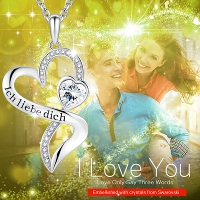 Kız Çift Kalp Sonsuzluk Kolye 925 Ayar Gümüş Beyaz Austrian crystal Kristal