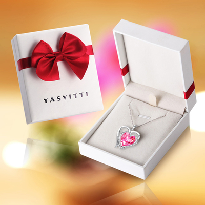 1.18x0.98in Çift Kalp Şeklinde Kolye Austrian crystal Kristalli Gümüş Kaplama